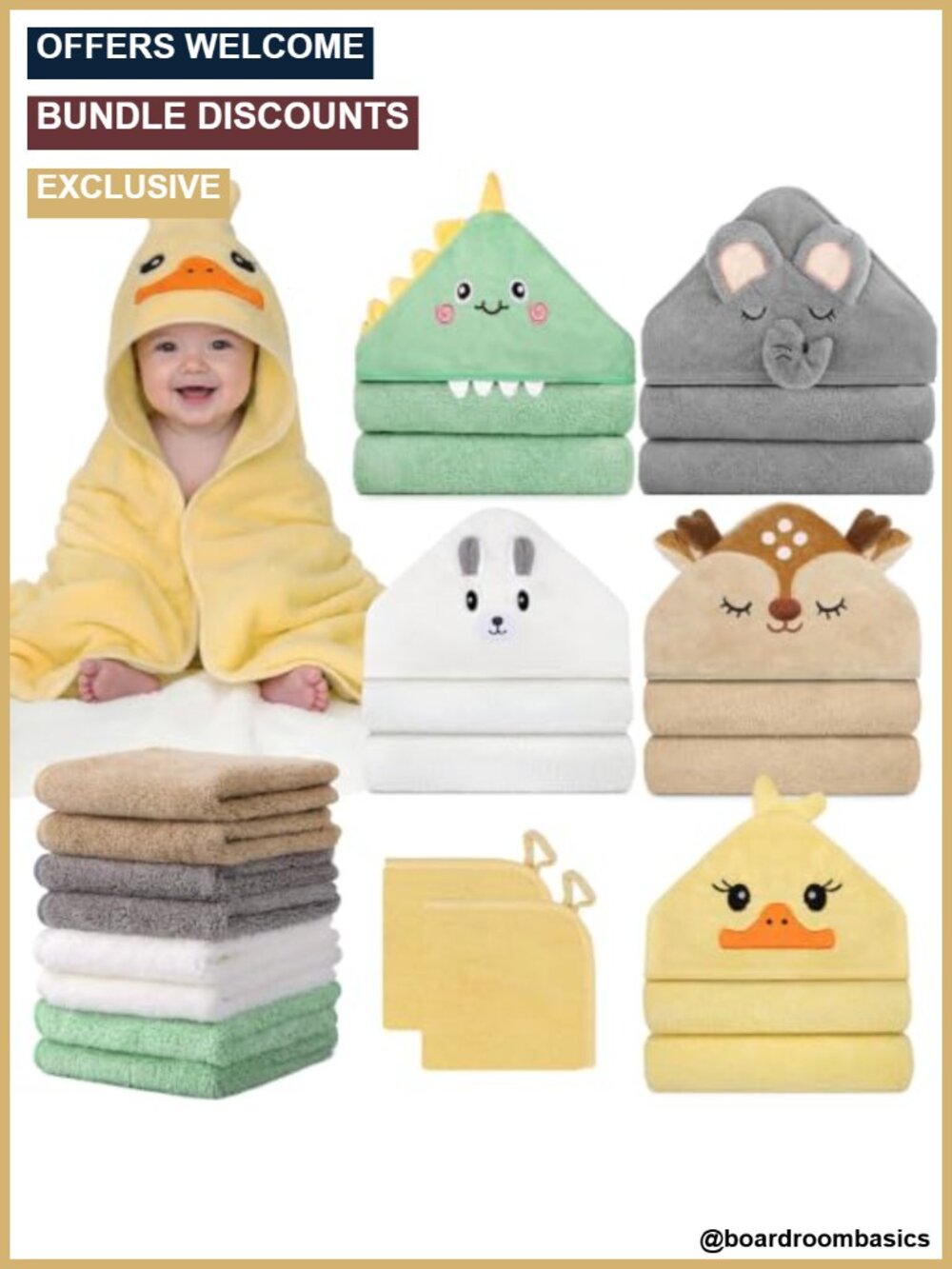 15 Pc Baby Bath Towels Set Coral Velvet Hooded Newborn Infant Toddler